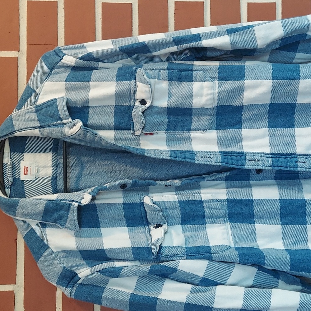 Levi sz XL Blue and White flannel shirt.
